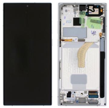 Écran Complet Vitre Tactile LCD SOFT OLED avec chassis Samsung Galaxy S22 Ultra (S980) Argent